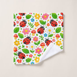 Schattige Lieveheersbeestjes en Bloemen voor Kinde Washandje