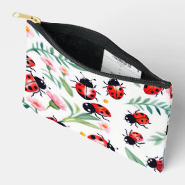 Schattige lieveheersbeestjes en bloemenpatroon wit etui