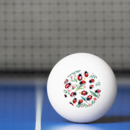 Schattige lieveheersbeestjes en bloemenpatroon wit pingpongbal