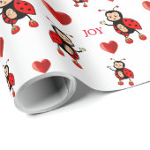 Schattige lieveheersbeestjes op wit cadeaupapier (Rol Hoek)