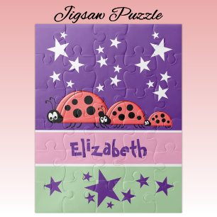 Schattige lieveheersbeestjes sterren naam paars ki legpuzzel