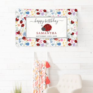 Schattige Lieveheersbeestjes Wilde Bloemen Bloemac Spandoek