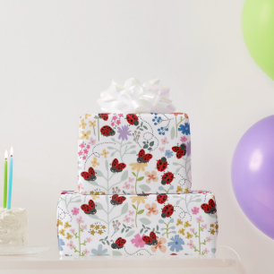 Schattige Lieveheersbeestjes Wilde Bloemen Fantasi Cadeaupapier
