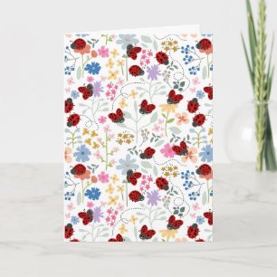 Schattige Lieveheersbeestjes Wilde Bloemen Fantasi Kaart