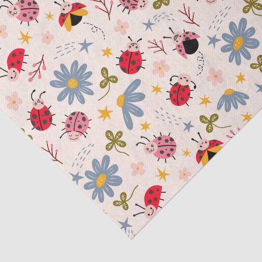 Schattige lieveheersbeestjesbloempatroon tissuepapier (Detail)
