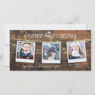Schattige Lighten Up Kerstvakantie 3 Fotokaart