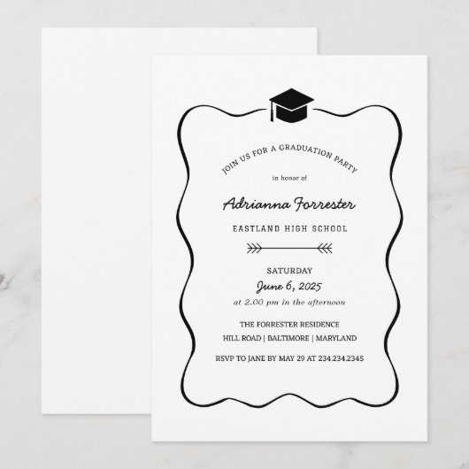 Schattige Lijst Afstudeerder Pet | Minimaal afstud Kaart (Voorkant / Achterkant)