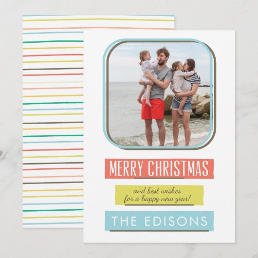Schattige Lijst vakantie fotokaart Feestdagenkaart (Voorkant / Achterkant)