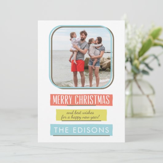 Schattige Lijst vakantie fotokaart Feestdagenkaart (Staand voorkant)