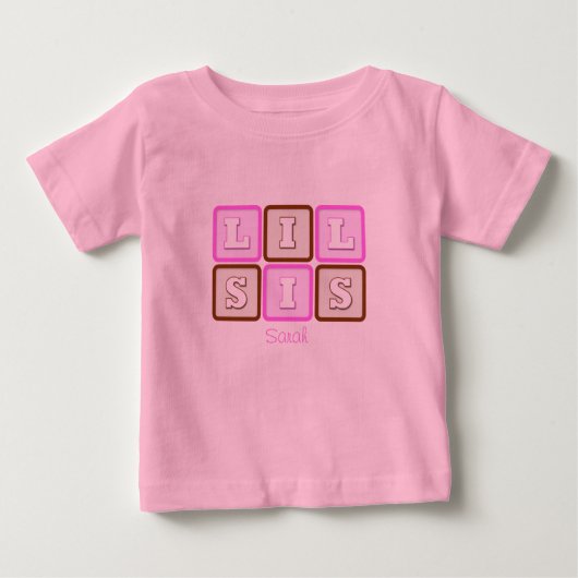 Schattige Lil Sis Word Block met naam (Voorkant)