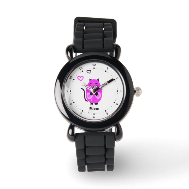 Schattige lila kat horloge (Voorkant)