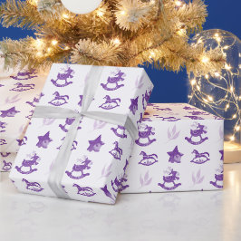Schattige Lila kerstpatroon Cadeaupapier