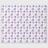 Schattige  Lila kerstpatroon Cadeaupapier (Vlak)