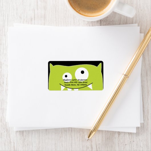 SCHATTIGE lime groen monster retour adres label (Insitu)