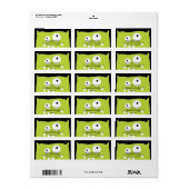 SCHATTIGE lime groen monster retour adres label (Full Sheet)
