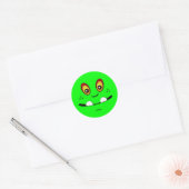Schattige limoen groen monster gezicht w / een ond ronde sticker (Envelop)