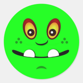 Schattige limoen groen monster gezicht w / een ond ronde sticker