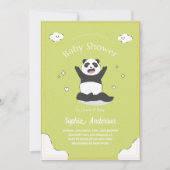 Schattige limoen Panda Baby shower – Bewerkbaar Ba Kaart (Voorkant)
