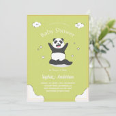 Schattige limoen Panda Baby shower – Bewerkbaar Ba Kaart (Staand voorkant)