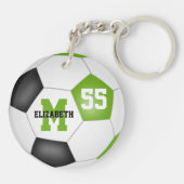 schattige limoen zwarte witte voetbaltas label sleutelhanger (Achterkant)