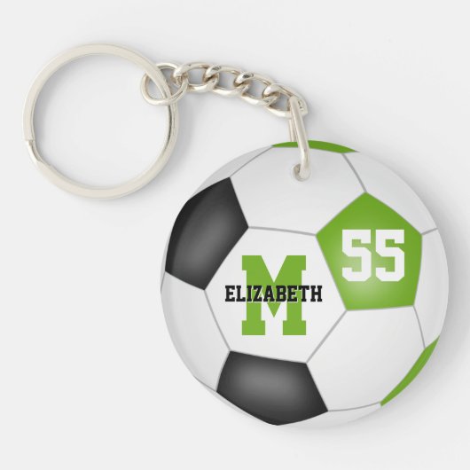 schattige limoen zwarte witte voetbaltas label sleutelhanger (Voorkant)