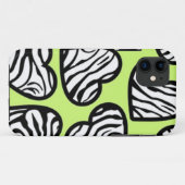 Schattige limoengroen zwart wit zebrapatroon hart Case-Mate iPhone case (Achterkant (horizontaal))