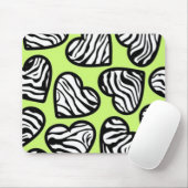Schattige limoengroen zwart wit zebrapatroon hart muismat (Met muis)