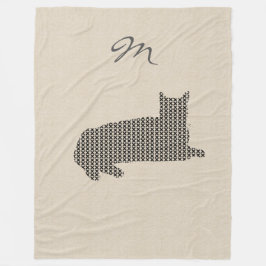 Schattige linnen look zwart kat monogram deken