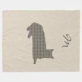 Schattige linnen look zwart kat monogram deken (Voorkant (Horizontaal))