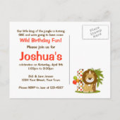 Schattige Lion 1e verjaardag Briefkaart Uitnodigin (Achterkant)