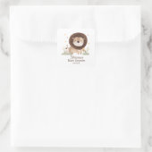 Schattige Lion Baby shower brult van opwinding Vierkante Sticker (Tas)