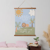 Schattige Lion Bible Verse Birth Stats Boy's Nurse Hangend Wandkleed (Slaapkamer)