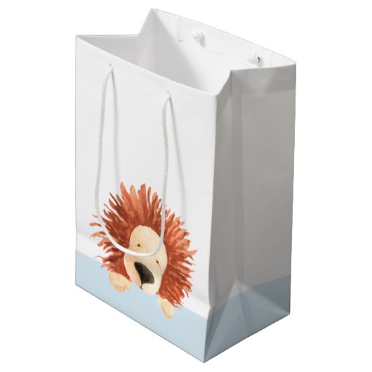 Schattige Lion Blue Medium Cadeauzakje (Voorkant Gekanteld)