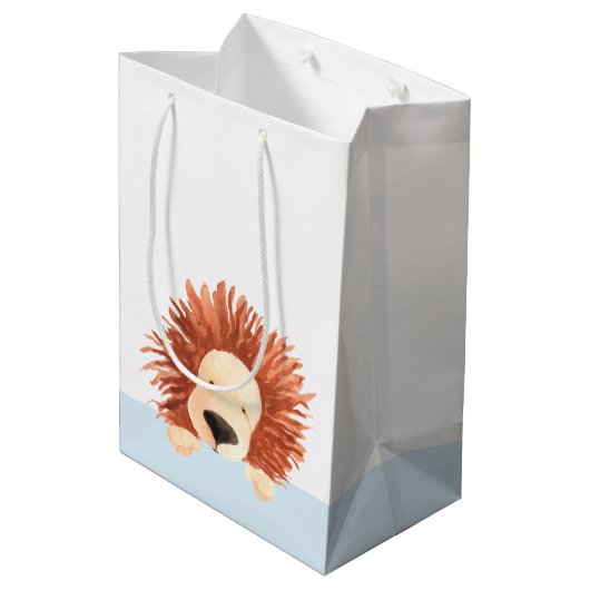 Schattige Lion Blue Medium Cadeauzakje (Achterkant Gekanteld)
