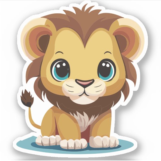 Schattige Lion Cartoon Karakter Sticker (Voorkant)
