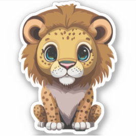 Schattige Lion Cartoon Karakter Sticker