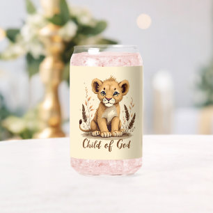 Schattige Lion Cub Christelijke kunst Faith Quote Blikvorm Glas