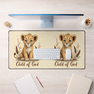 Schattige Lion Cub Christelijke kunst Faith Quote Bureaumat