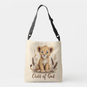 Schattige Lion Cub Christelijke kunst Faith Quote Crossbody Tas (Achterkant)