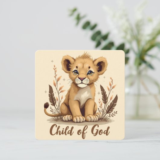 Schattige Lion Cub Christelijke kunst Faith Quote Kaart (Staand voorkant)