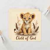 Schattige Lion Cub Christelijke kunst Faith Quote Kaart (Voorkant / Achterkant in situ)