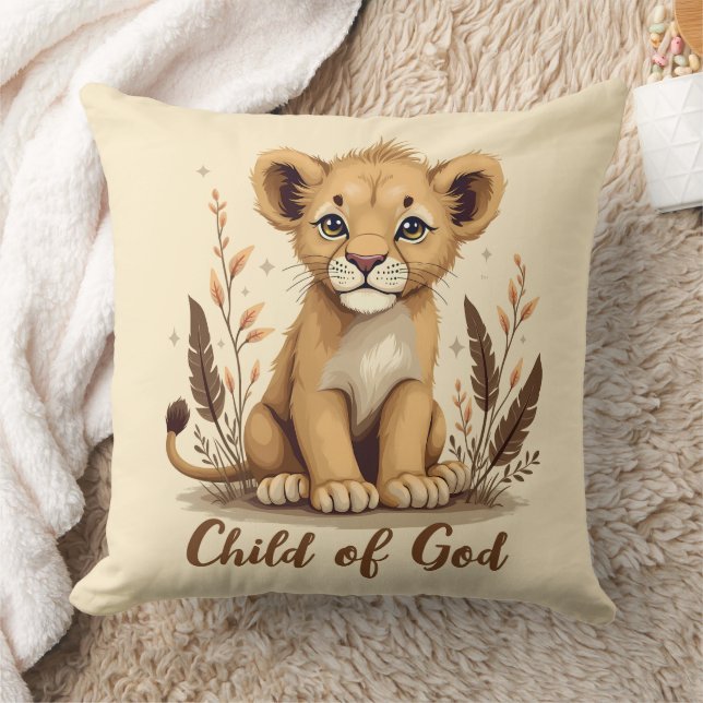 Schattige Lion Cub Christelijke kunst Faith Quote Kussen (Deken)