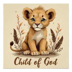 Schattige Lion Cub Christelijke kunst Faith Quote Perfect Poster