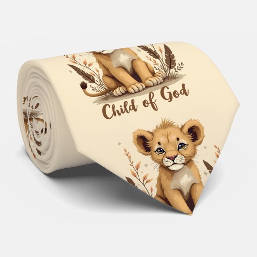 Schattige Lion Cub Christelijke kunst Faith Quote Stropdas (Opgerold)