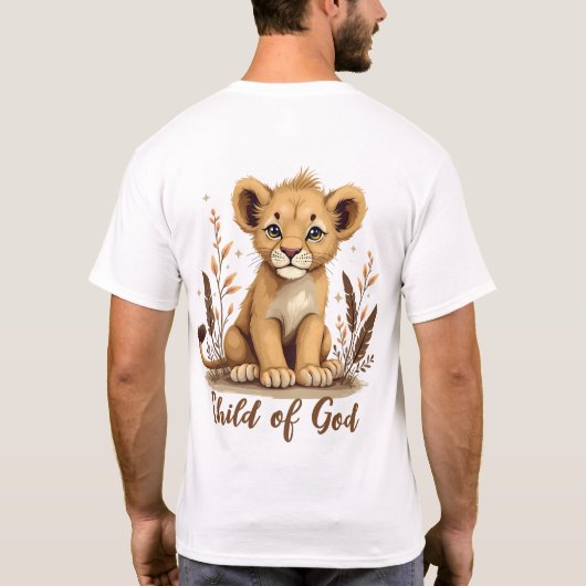 Schattige Lion Cub Christelijke kunst Faith Quote T-shirt (Achterkant)