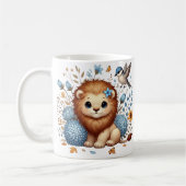 Schattige Lion en Blue Flowers cadeau Koffiemok (Links)