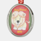 Schattige Lion kerstversiering Metalen Ornament (Links)