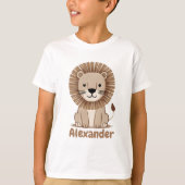 Schattige Lion Kinder Jongens Naam personaliseerba T-shirt (Voorkant)