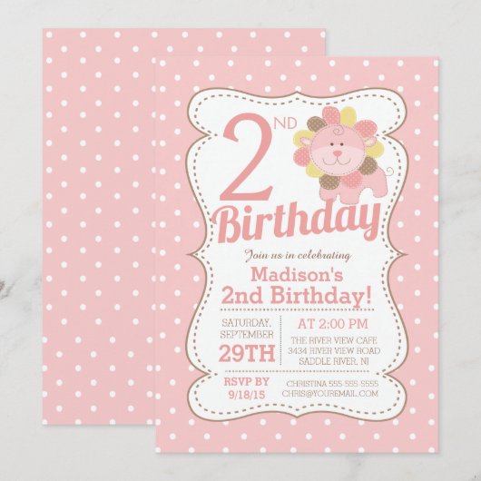 Schattige Lion Oerwoud Safari Meisjes Verjaardagsu Kaart (Voorkant / Achterkant)