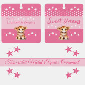 Schattige Lion Shhh Voeg naam is slapen roze Metalen Ornament